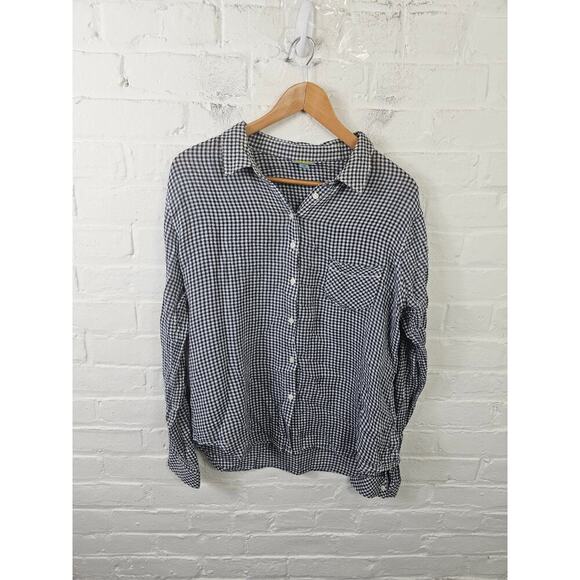 C&C California Women's Button Down Shirt Top Long Sleeve Black White Size Large - Picture 1 of 5